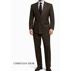 Vintage Christian Dior 2pc Suit 39S Double Breasted Union Made USA Virgin Wool